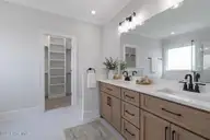 206 Stonewood Drive, Goldsboro, NC 27530 — 3-bedroom home in Stonewood Estates, Goldsboro, NC, photo 20 of 38: Modern master bathroom with neutral tone