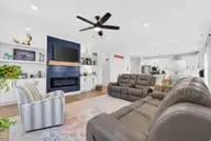 2086 Greenside Manor Drive SW, Ocean Isle Beach, NC 28469 — 4-bedroom home in The Greenside Manors, Ocean Isle Beach, NC, photo 18 of 59: Mantle with Shiplap