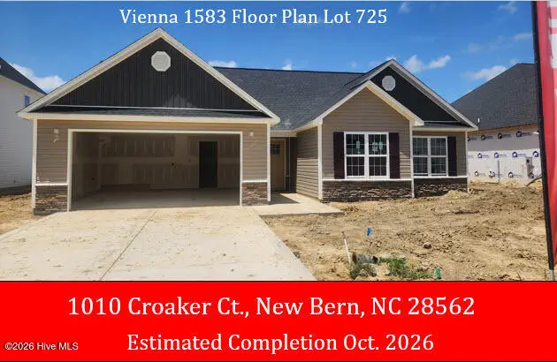 1010 Croaker Court, New Bern, NC 28562 — 3-bedroom home in Bluewater Rise, New Bern, NC, photo 1 of 13: MLS 8-9-26