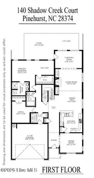 140 Shadow Creek Court, Pinehurst, NC 28374 — 2-bedroom townhome in Villas at Forest Hills, Pinehurst, NC, photo 3 of 39: Floor plan - main level