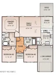 423 Blue Pennant Court, Sneads Ferry, NC 28460 — 3-bedroom home in Oyster Landing, Sneads Ferry, NC, photo 14 of 35: Floorplan