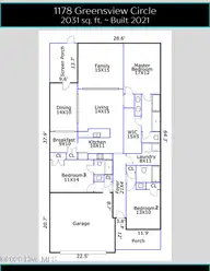 1178 Greensview Circle, Leland, NC 28451 — 3-bedroom townhome in Magnolia Greens, Leland, NC, photo 2 of 2: Black and grey Floor plan + features (18