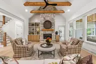 160 Midland Trail, Pinehurst, NC 28374 — 4-bedroom home in Midland Estate, Pinehurst, NC, photo 19 of 61: Stone Fireplace with Gas Logs