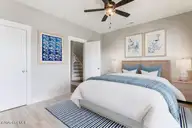 126 Shell Road, Surf City, NC 28445 — 3-bedroom waterfront townhome in Dune Ridge, Surf City, NC, photo 8 of 43: Dune Ridge bedroom staged