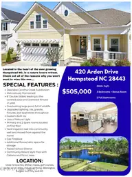 420 Arden Drive, Hampstead, NC 28443 — 3-bedroom waterfront home in Carolina Creek, Hampstead, NC, photo 3 of 64: 420 Arden Drive Price Improvement Unbran
