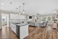 460 Summerhouse Drive, Holly Ridge, NC 28445 — 4-bedroom home in Summerhouse On Everett Bay, Holly Ridge, NC, photo 5 of 73: open kitchen and living area