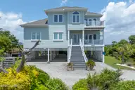 601 New River Inlet Road, North Topsail Beach, NC 28460 — 8-bedroom waterfront home in Sea Dunes Village, North Topsail Beach, NC, photo 6 of 71: 601 New River Inlet Road - Aerial - Edit