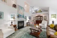 415 Hillcrest Drive, Morehead City, NC 28557 — 4-bedroom home in Brandywine Bay, Morehead City, NC, photo 5 of 61: Living room with vaulted ceiling