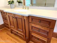 722 Wellington Lane, Tarboro, NC 27886 — 3-bedroom home in Summerfield, Tarboro, NC, photo 12 of 79: Primary vanity hardwoods