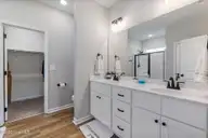 9001 Fox Trot Circle, Middlesex, NC 27557 — 3-bedroom home in Beaver Creek, Middlesex, NC, photo 14 of 33: 14-Primary bath Double Vanity