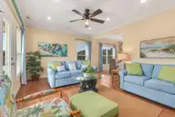 118 Shell Drive West, Emerald Isle, NC 28594 — 5-bedroom waterfront townhome, Emerald Isle, NC, photo 6 of 42: 118 Shell Dr. Living Rm