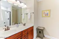 140 Shadow Creek Court, Pinehurst, NC 28374 — 2-bedroom townhome in Villas at Forest Hills, Pinehurst, NC, photo 20 of 39: Primary Bathroom