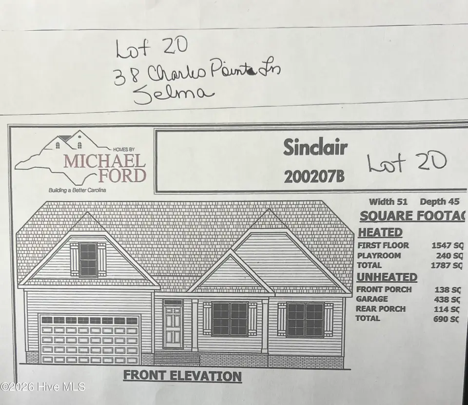 38 Charles Point Lane, Selma, NC 27576 — 3-bedroom home in Hinnant Farm East, Selma, NC, photo 1 of 5: Front