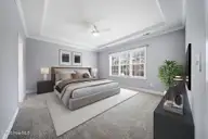 166 Camden Trail, Hampstead, NC 28443 — 4-bedroom waterfront home in Camden, Hampstead, NC, photo 24 of 41: Primary Bedroom | Coved Ceilings
