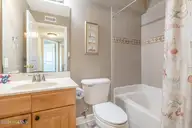 9201 Coast Guard Road B-204, Emerald Isle, NC 28594 — 3-bedroom waterfront condo in Pebble Beach, Emerald Isle, NC, photo 18 of 29: Pebble Beach B204 012 hall bath