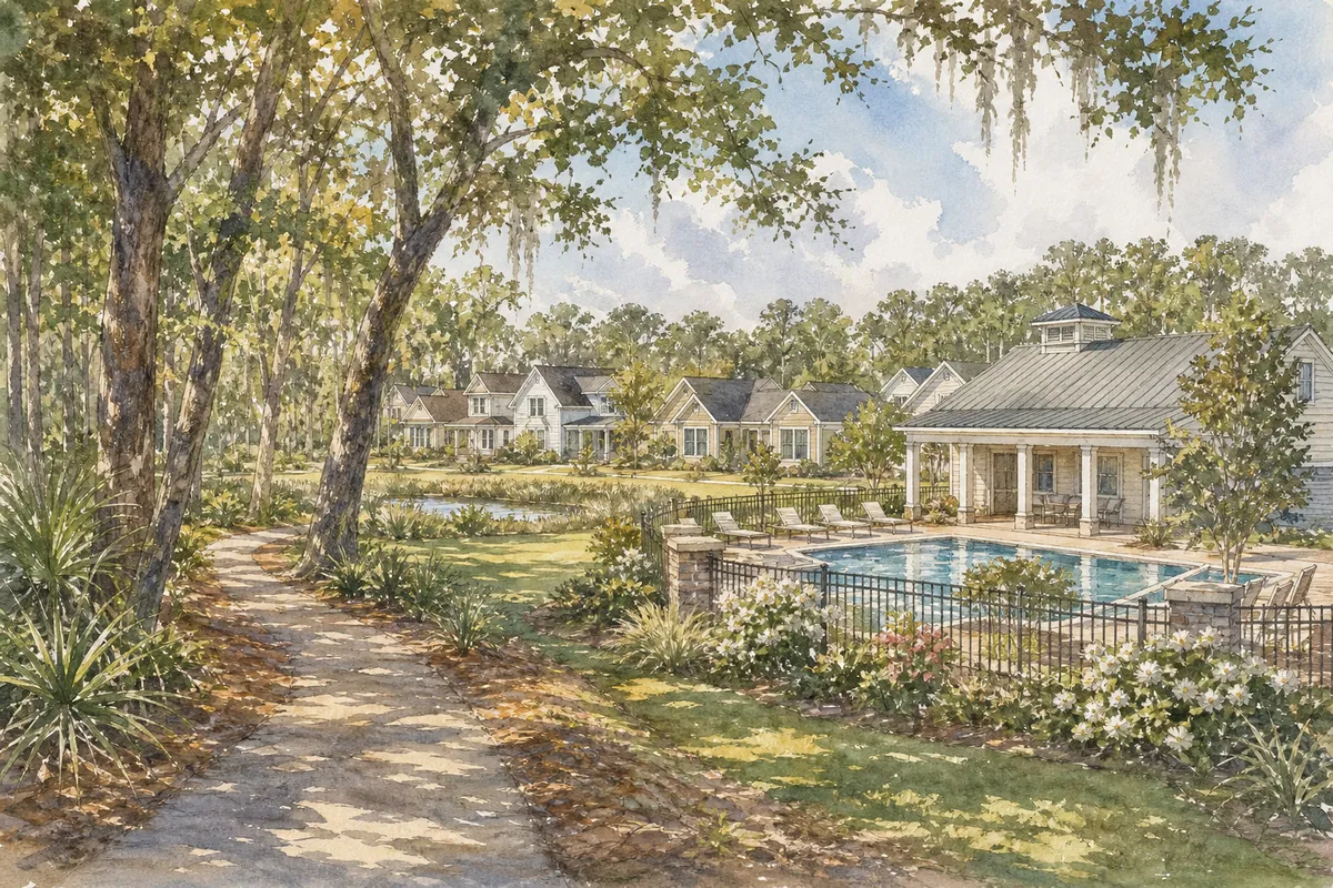 Watercolor illustration inspired by Bell Creek in Winnabow, NC