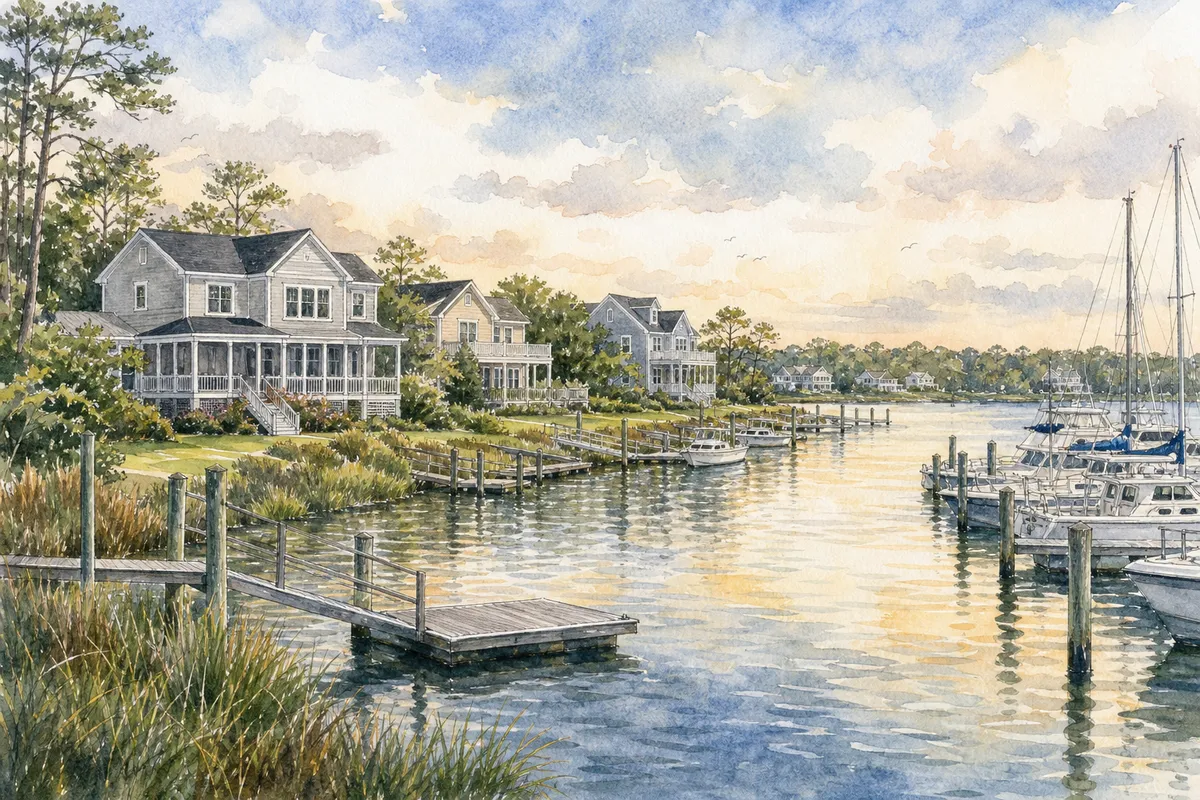 Watercolor illustration inspired by Belvedere in Hampstead, NC