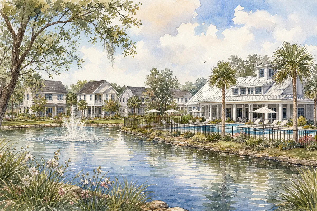 Watercolor illustration inspired by Blake Farm in Wilmington, NC