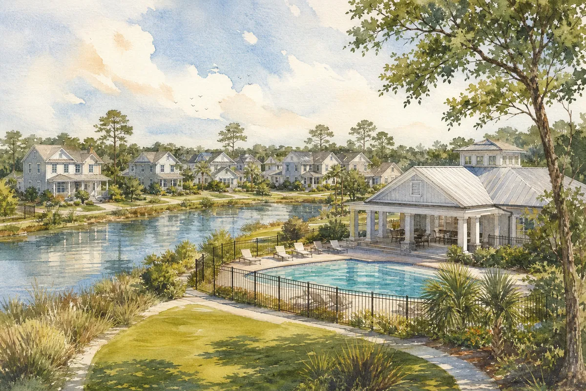 Watercolor illustration inspired by Bridgeport in Sneads Ferry, NC