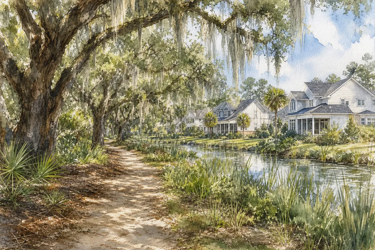 Watercolor illustration inspired by Eagle Creek in Bolivia, NC