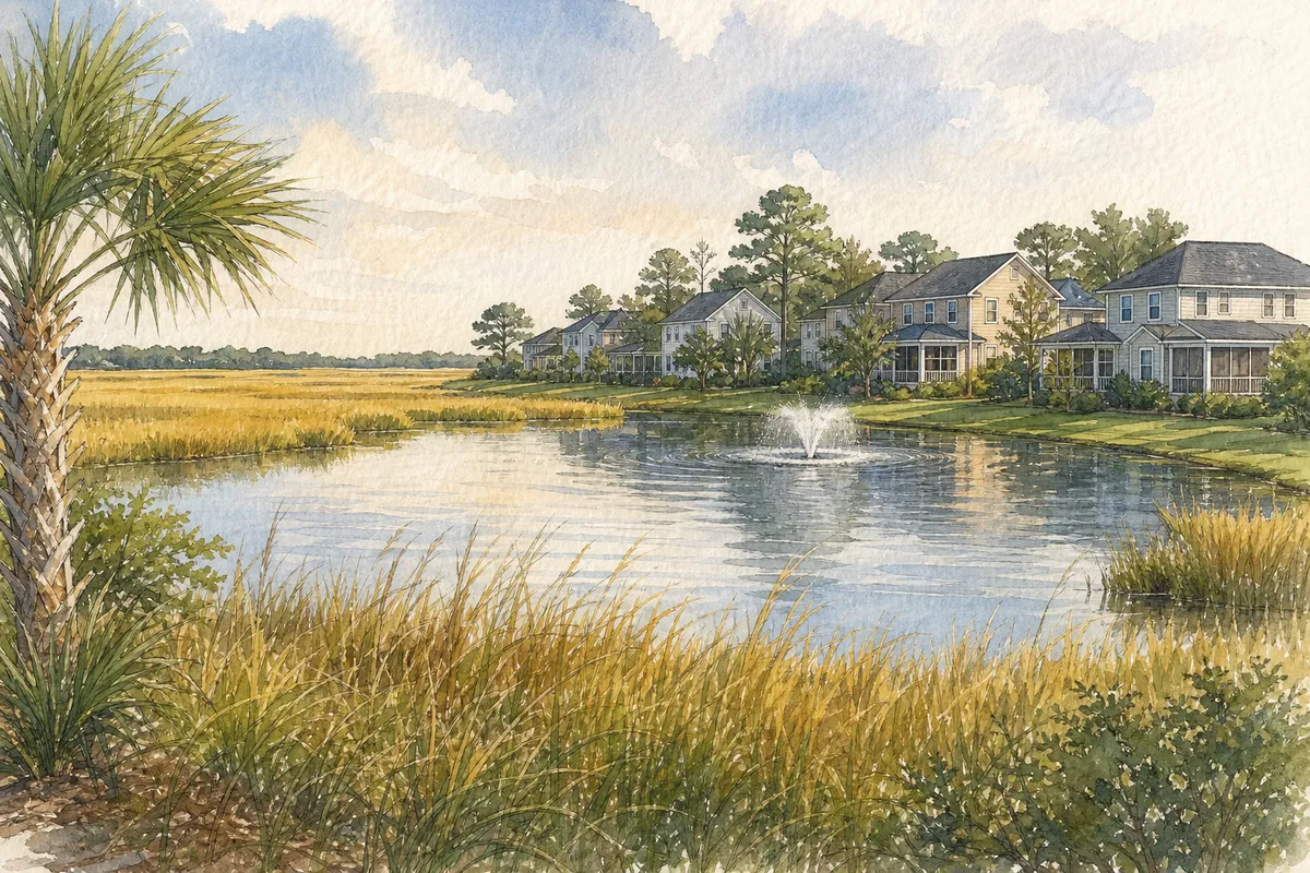 Watercolor illustration inspired by Rivers Edge in Wilmington, NC
