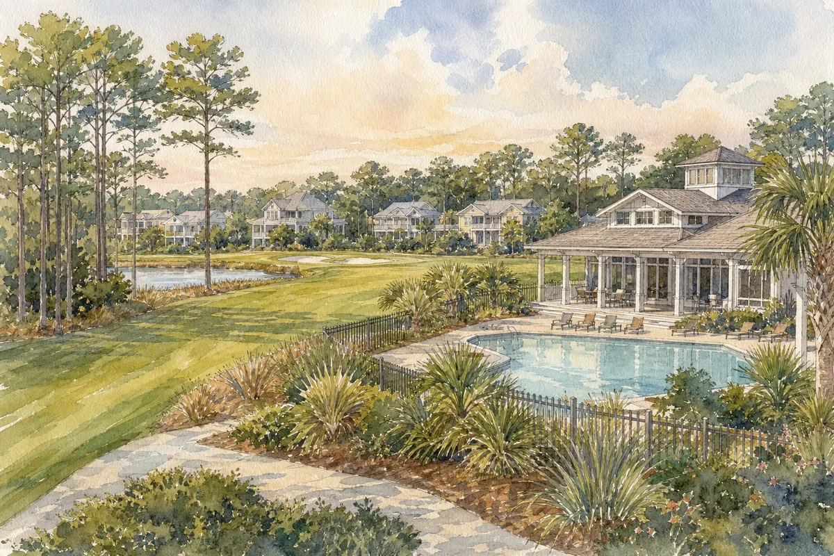 Watercolor illustration inspired by Sea Trail Plantation in Sunset Beach, NC