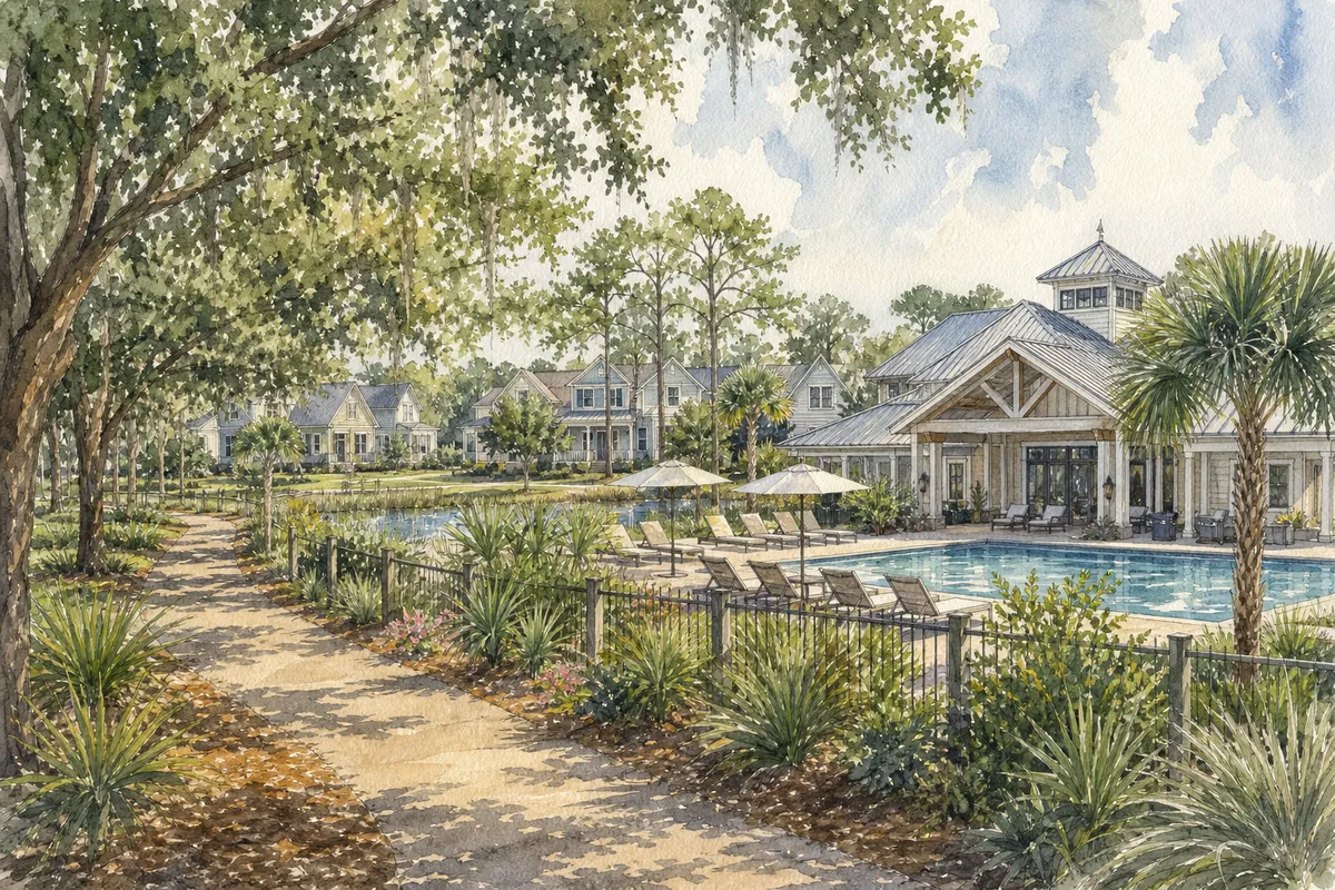 Watercolor illustration inspired by Shoreline, Carolina Beach Inlet in Wilmington, NC