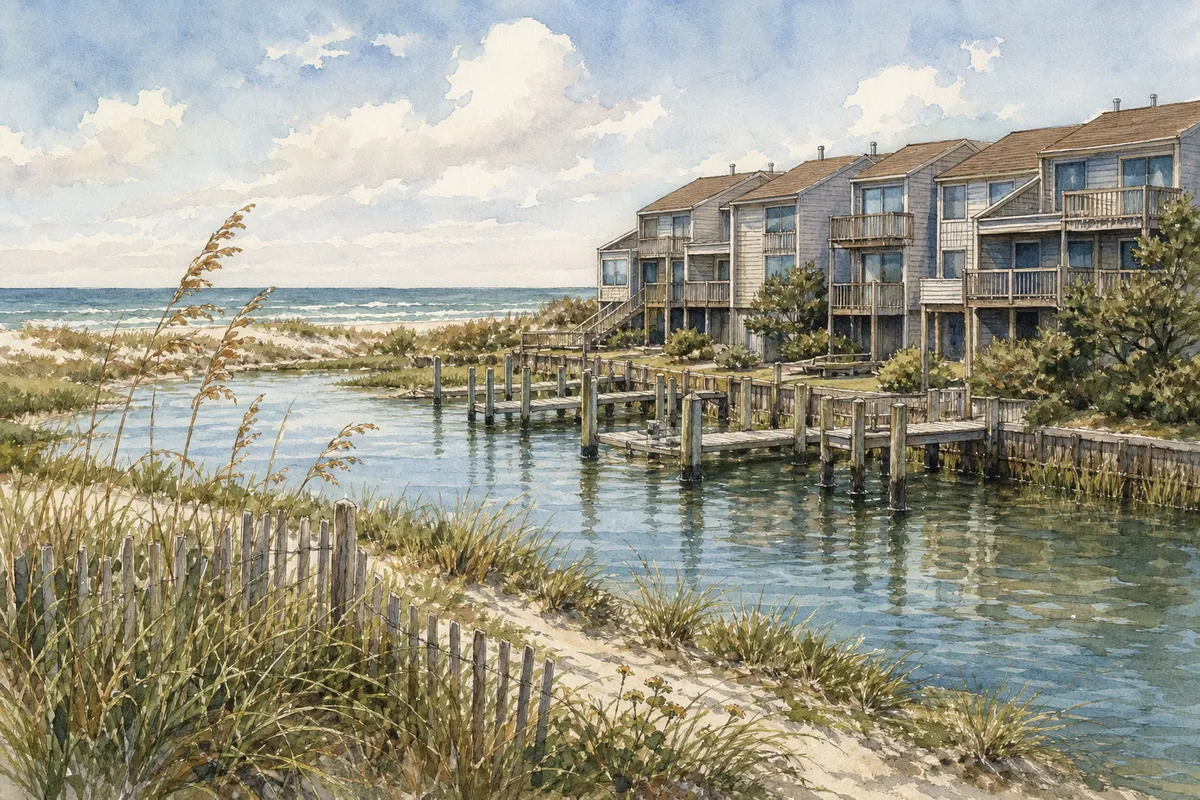 Watercolor illustration inspired by Topsail Dunes in North Topsail Beach, NC