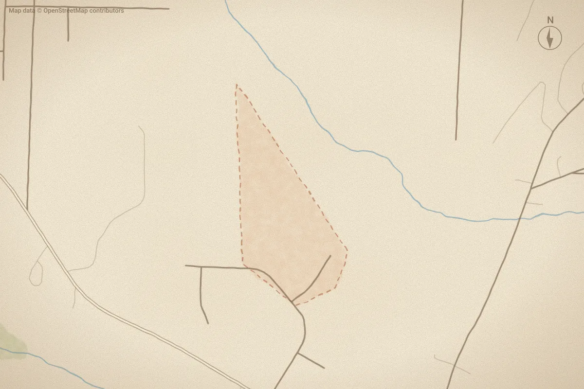 Watercolor map of Archers Park in Middlesex, NC, showing its streets, water and surroundings