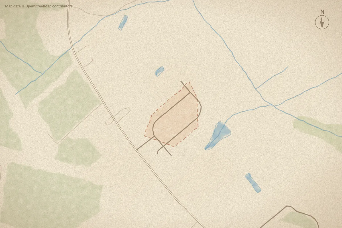 Watercolor map of Bellingham in Wilson, NC, showing its streets, water and surroundings