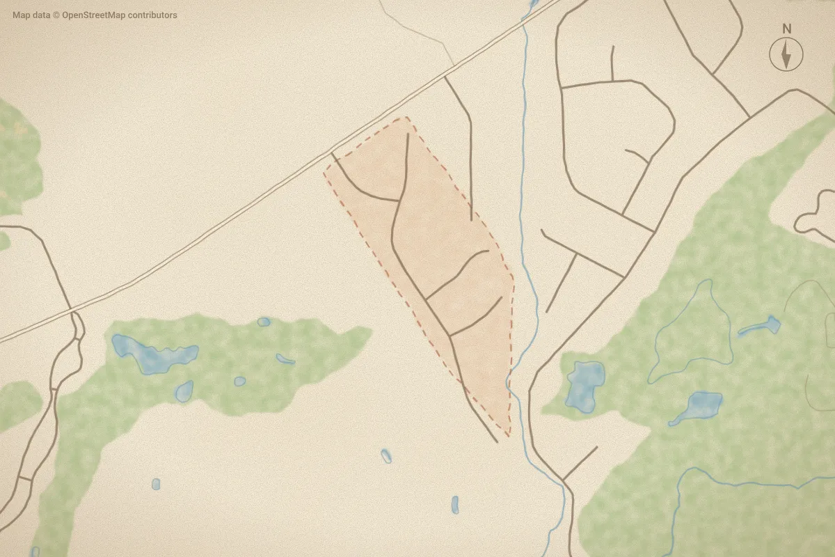 Watercolor map of Cape Side in Sunset Beach, NC, showing its streets, water and surroundings