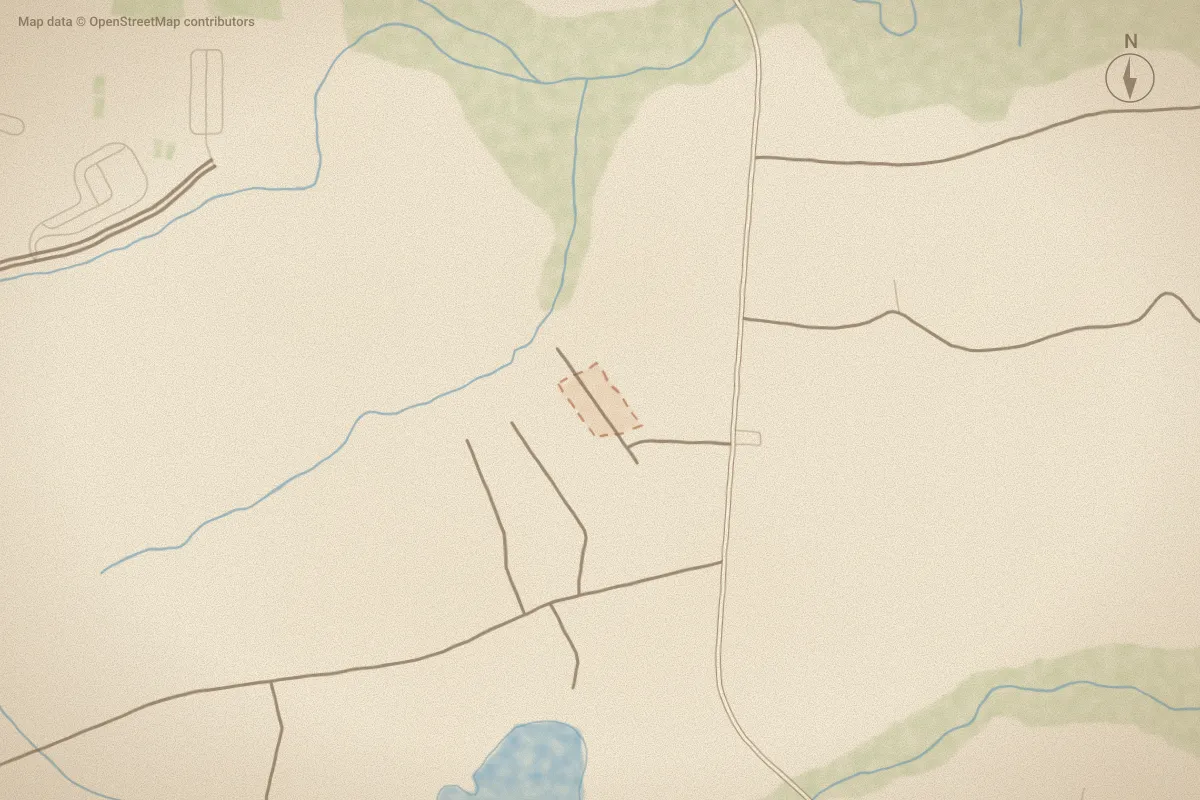 Watercolor map of Cedar Greens in Supply, NC, showing its streets, water and surroundings