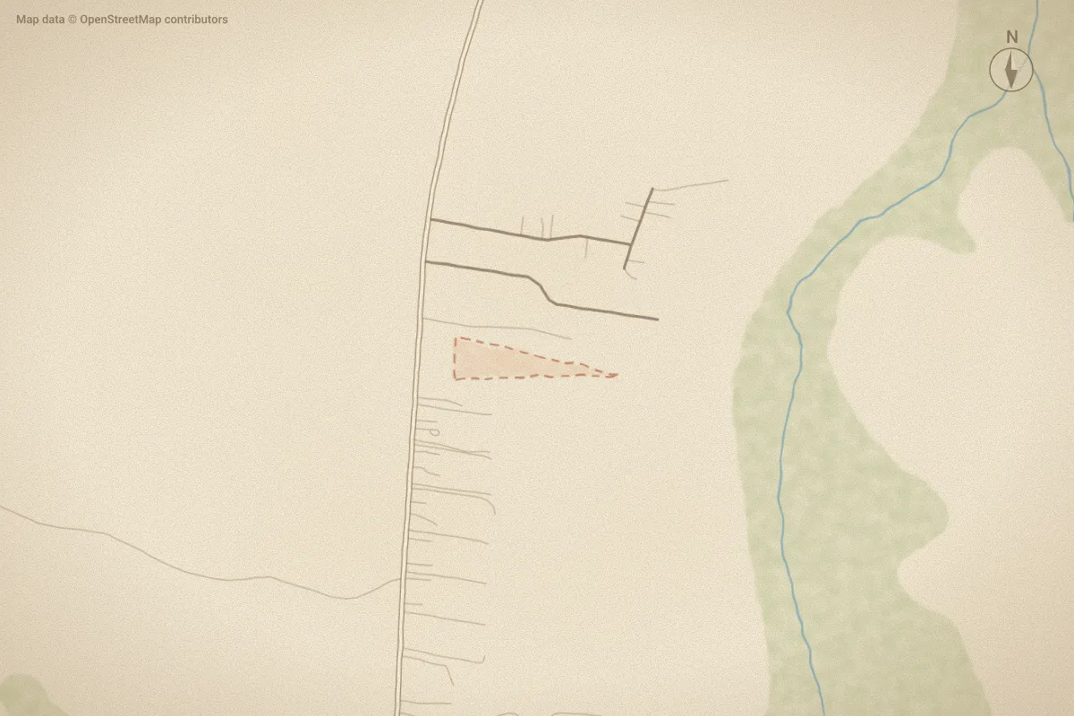 Watercolor map of Cedar Wood in Hubert, NC, showing its streets, water and surroundings