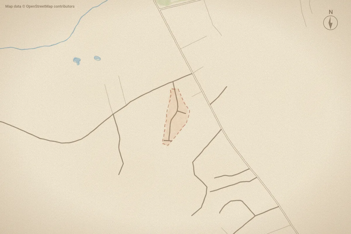Watercolor map of Cherry Tree in Leland, NC, showing its streets, water and surroundings