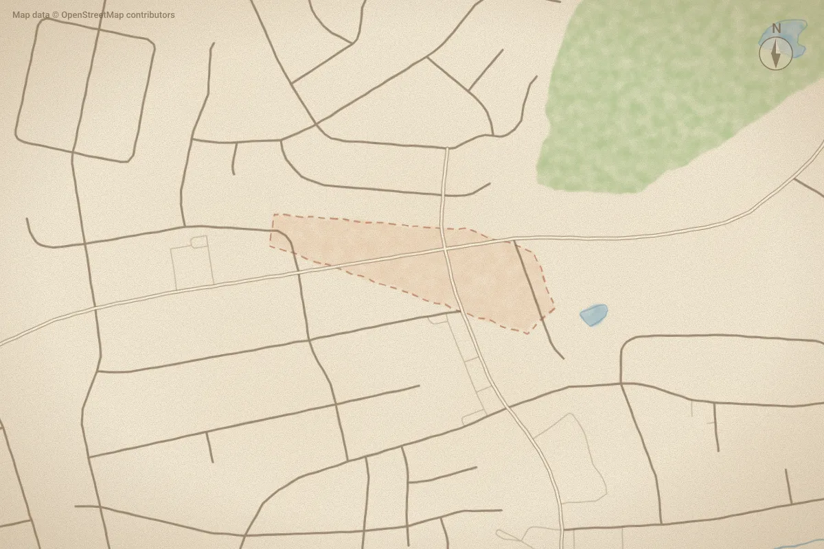 Watercolor map of Country Club Heights in Morehead City, NC, showing its streets, water and surroundings