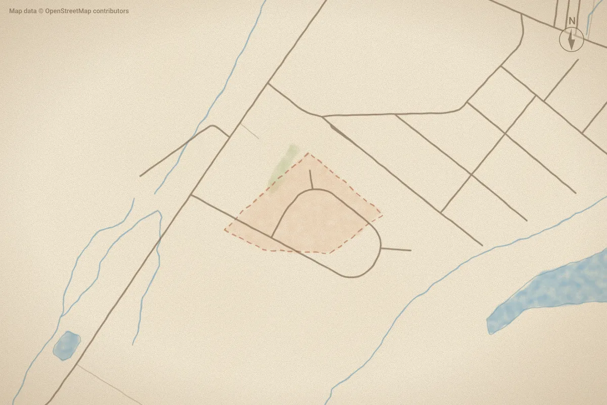 Watercolor map of Eagle Trace in Grifton, NC, showing its streets, water and surroundings