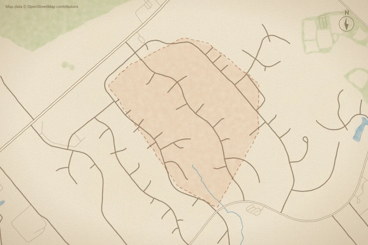 Watercolor map of Forest At Belvedere in Hampstead, NC, showing its streets, water and surroundings