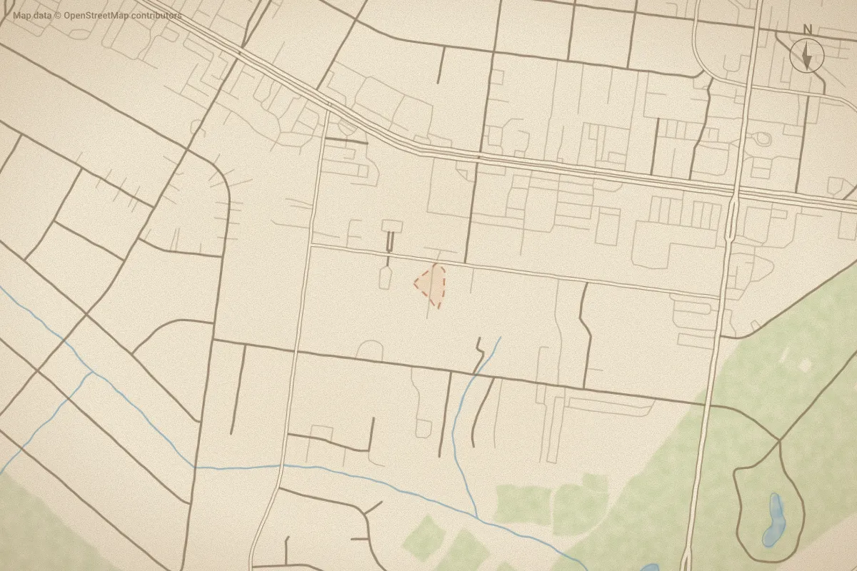 Watercolor map of Franklin Square in Wilmington, NC, showing its streets, water and surroundings