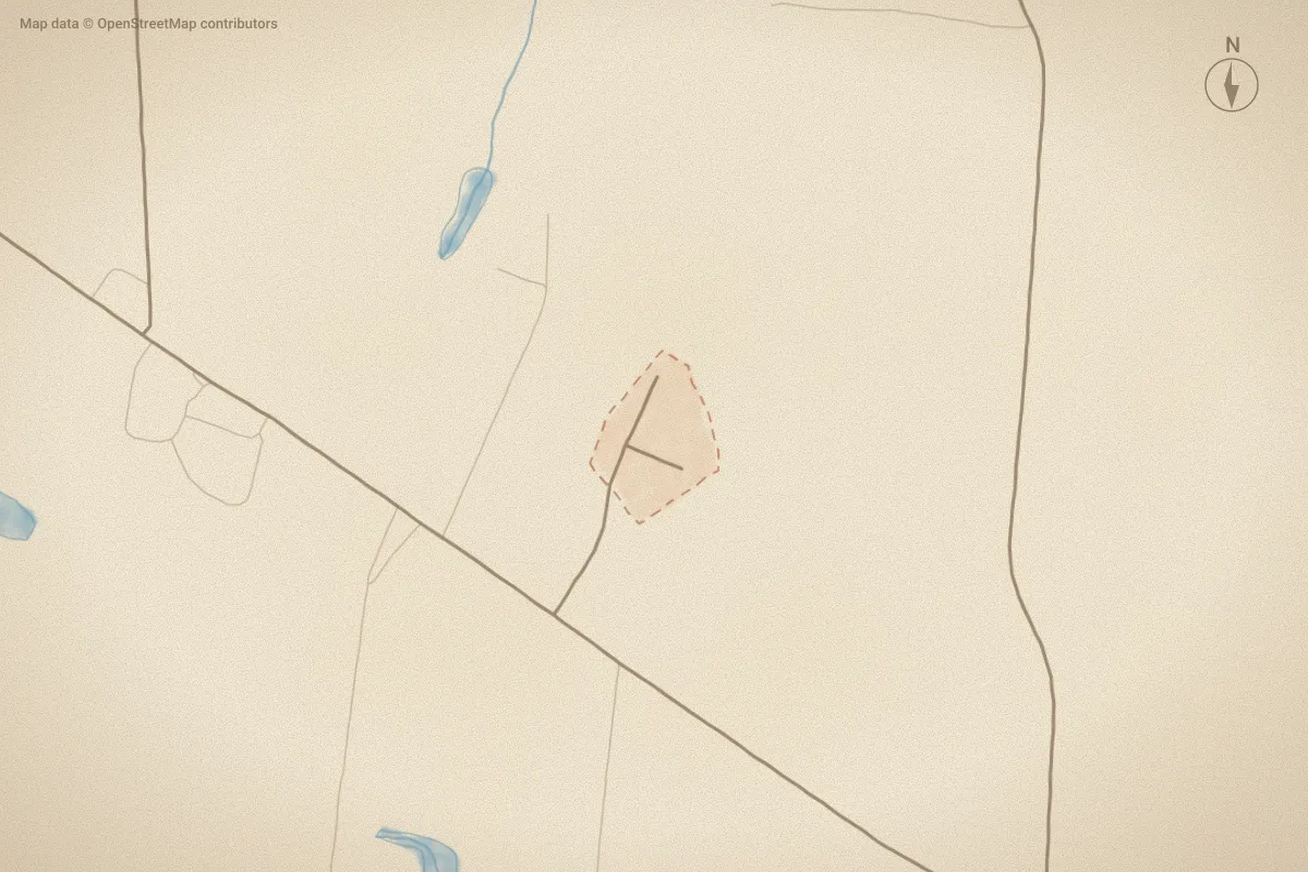 Watercolor map of Glenwood in Kenly, NC, showing its streets, water and surroundings