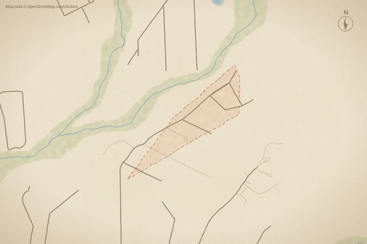 Watercolor map of High Hill in Shallotte, NC, showing its streets, water and surroundings