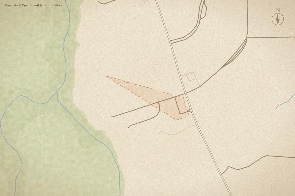Watercolor map of Holly Sands in Holly Ridge, NC, showing its streets, water and surroundings