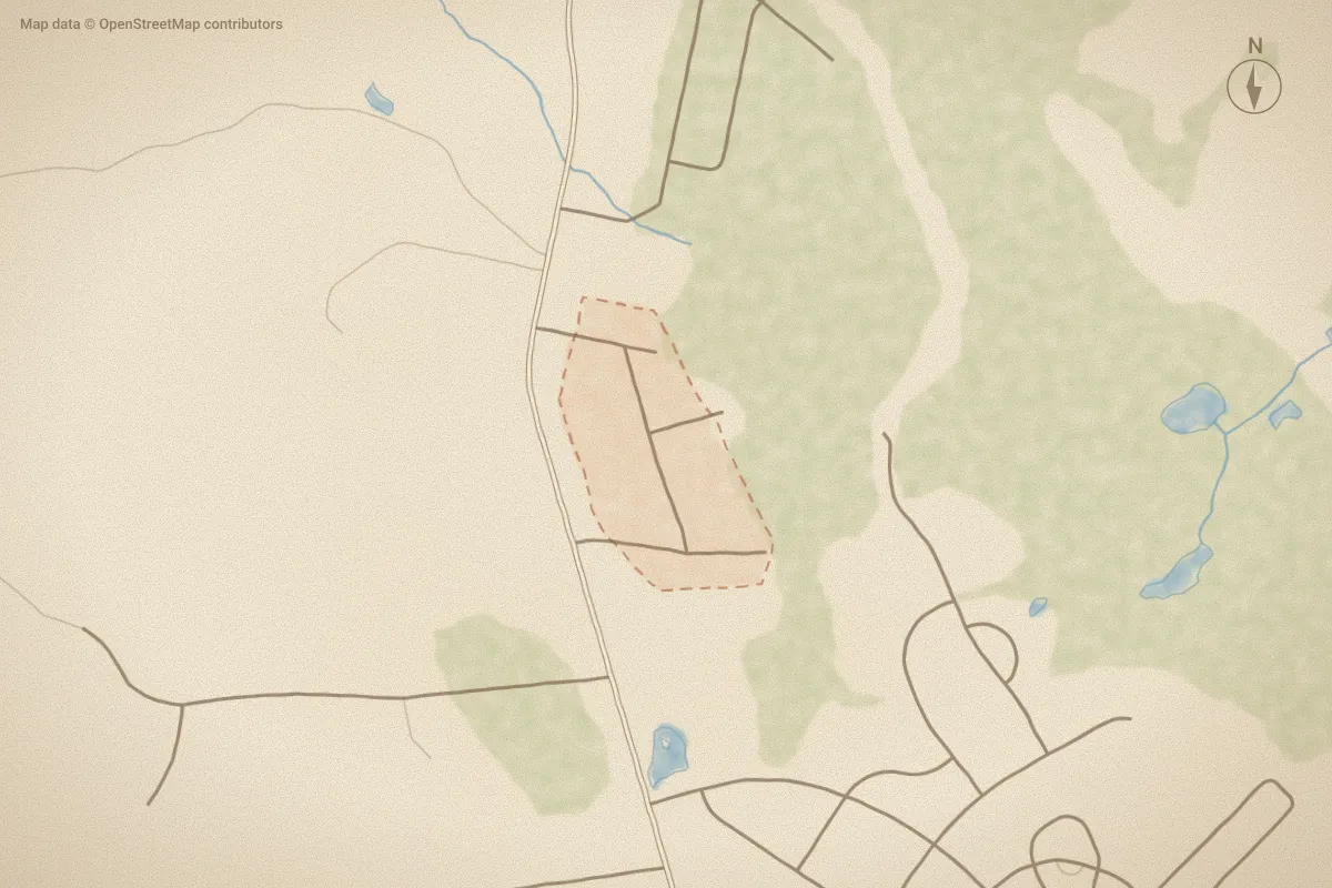 Watercolor map of Kingsport in Hampstead, NC, showing its streets, water and surroundings