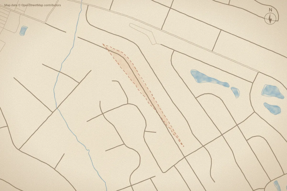 Watercolor map of Majestic Oaks West in Hampstead, NC, showing its streets, water and surroundings