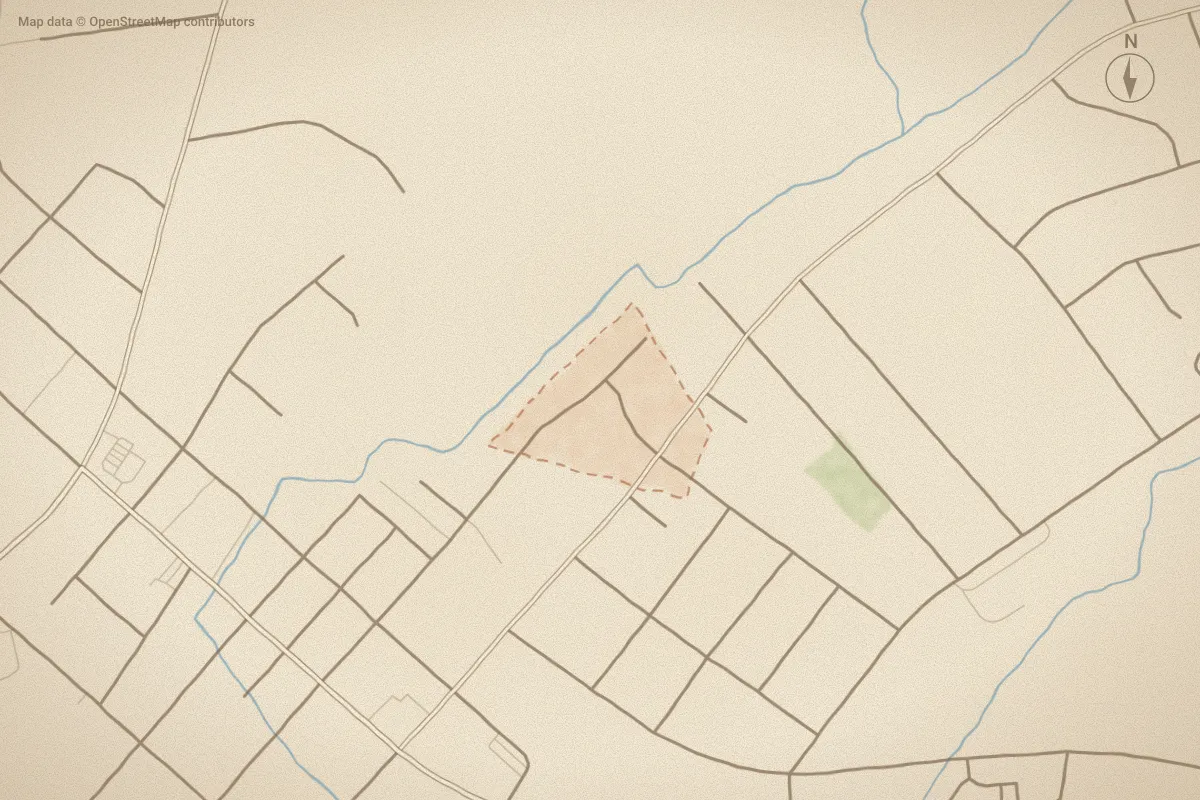 Watercolor map of Nelson Heights in Grifton, NC, showing its streets, water and surroundings