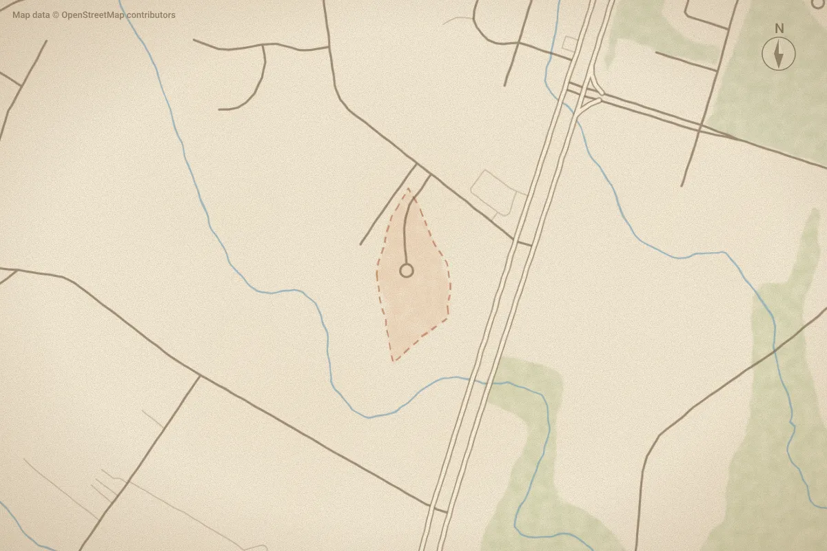Watercolor map of Parkview Acres in Jacksonville, NC, showing its streets, water and surroundings