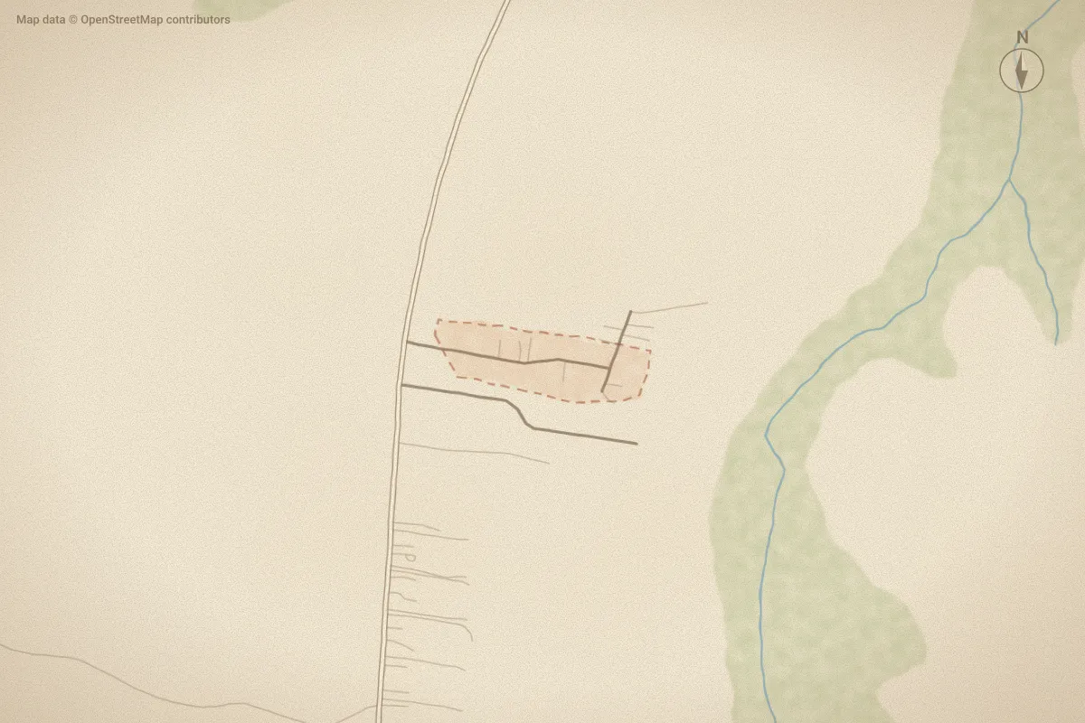 Watercolor map of Quail Creek in Hubert, NC, showing its streets, water and surroundings