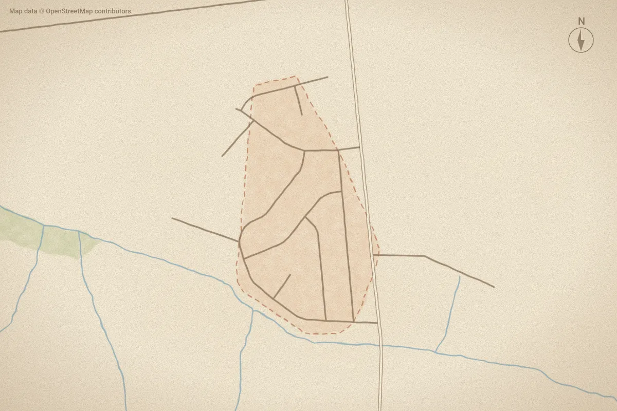 Watercolor map of River Birch in Washington, NC, showing its streets, water and surroundings