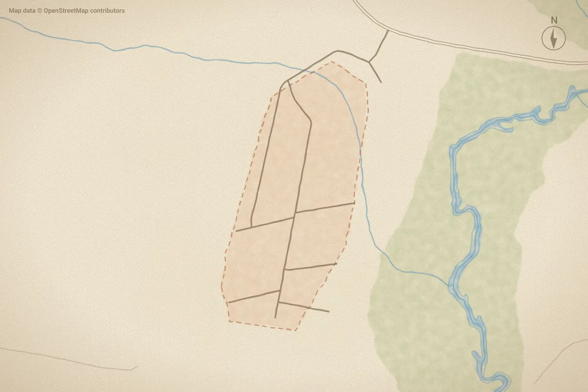 Watercolor map of Sandy Run in Rocky Point, NC, showing its streets, water and surroundings