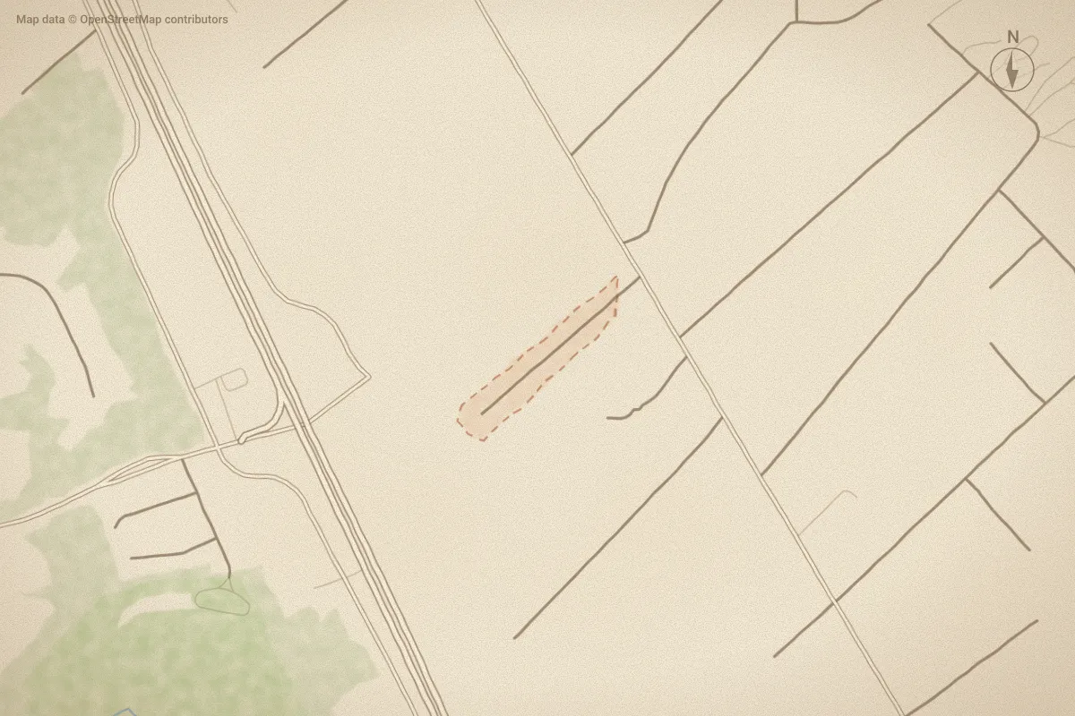 Watercolor map of Satterfield in New Bern, NC, showing its streets, water and surroundings
