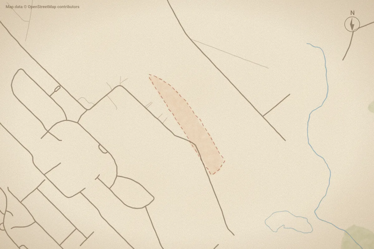 Watercolor map of Sawyers Run in Hampstead, NC, showing its streets, water and surroundings